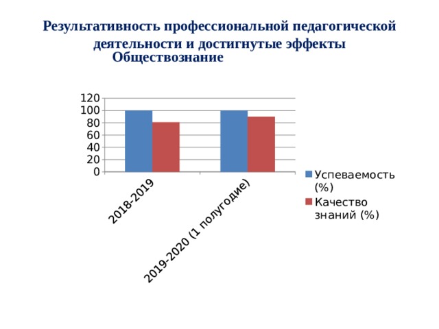 Результативность профессиональной педагогической деятельности и достигнутые эффекты   Обществознание  