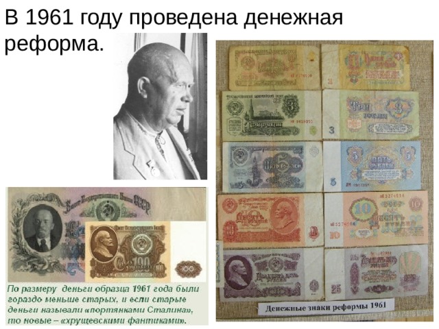 В 1961 году проведена денежная реформа. 
