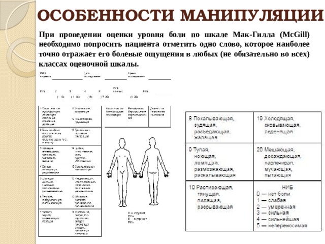 Примерная карта оценки боли пациента заполненная