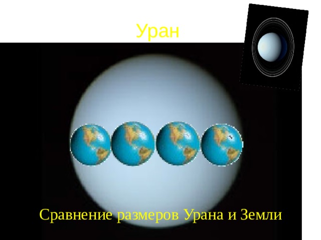 Уран  Сравнение размеров Урана и Земли 