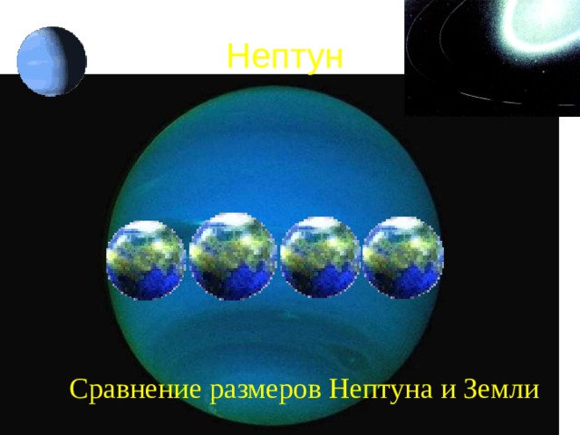 Нептун Сравнение размеров Нептуна и Земли 