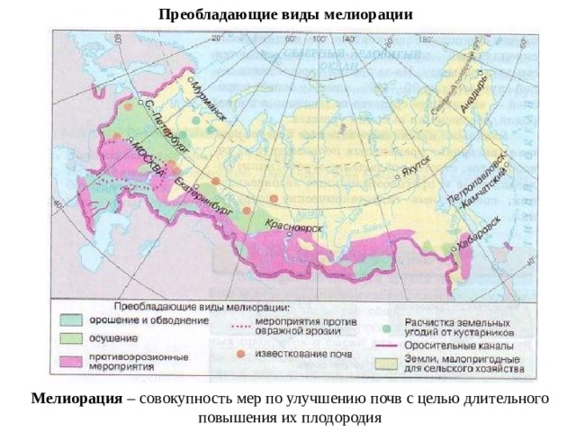 Преобладающие виды мелиорации Мелиорация – совокупность мер по улучшению почв с целью длительного повышения их плодородия 