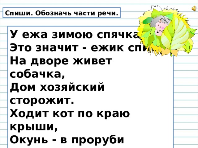 Обозначь части речи в предложении попала молодая крапива и на стол