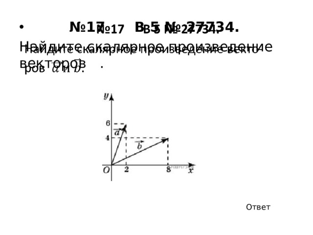 № 9 B 5 № 27725.     Век­тор   с на­ча­лом в точке А(2; 4) имеет ко­ор­ди­на­ты (6; 2). Най­ди­те ор­ди­на­ту точки В. Ответ 