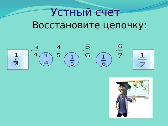 Устный счет Восстановите цепочку: 