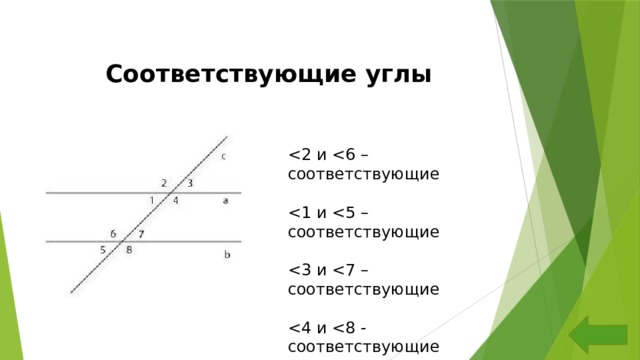 Какому углу соответствует