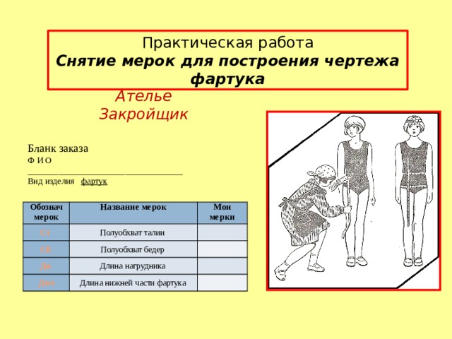 По какой стороне фигуры снимают мерки для построения чертежа