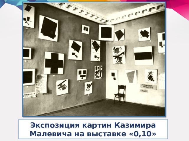 Экспозиция картин Казимира Малевича на выставке «0,10» 
