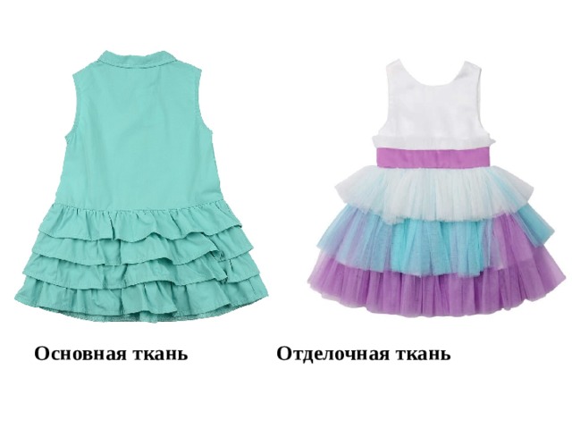 Оборки выкраивают из основной или отделочной ткани. Основная ткань Отделочная ткань  