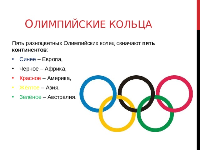 Олимпийские кольца значение каждого кольца