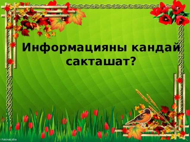 Информацияны кандай сакташат?   