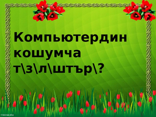 Компьютердин кошумча т\з\л\штър\?   