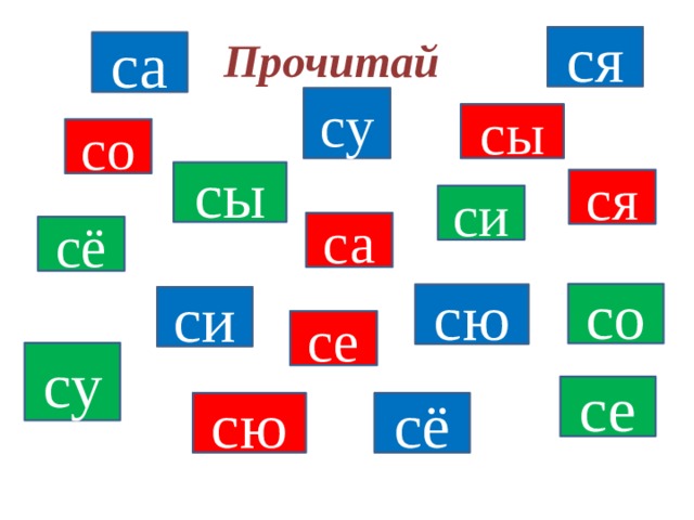 Прочитай ся са су сы со сы ся си са сё со сю си се су се сё сю 