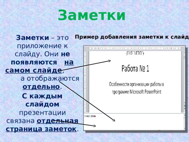 Страницы заметок презентации это