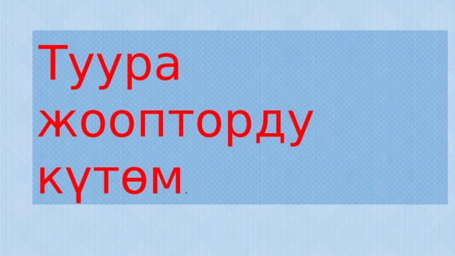  Туура жоопторду күтөм . 