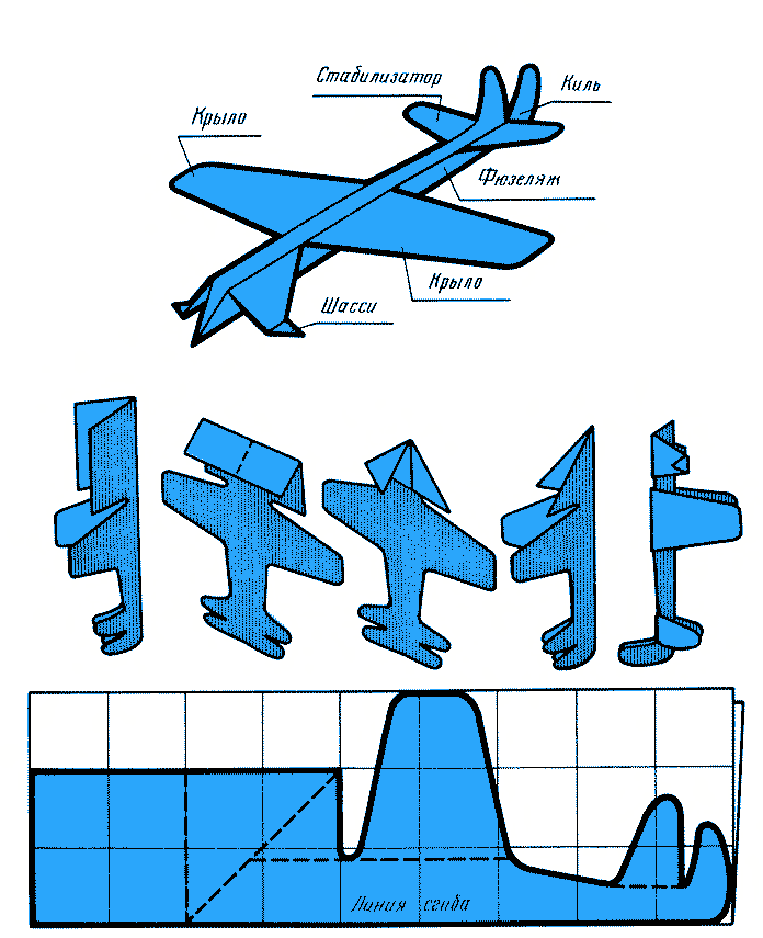 Чертеж самолетика из бумаги