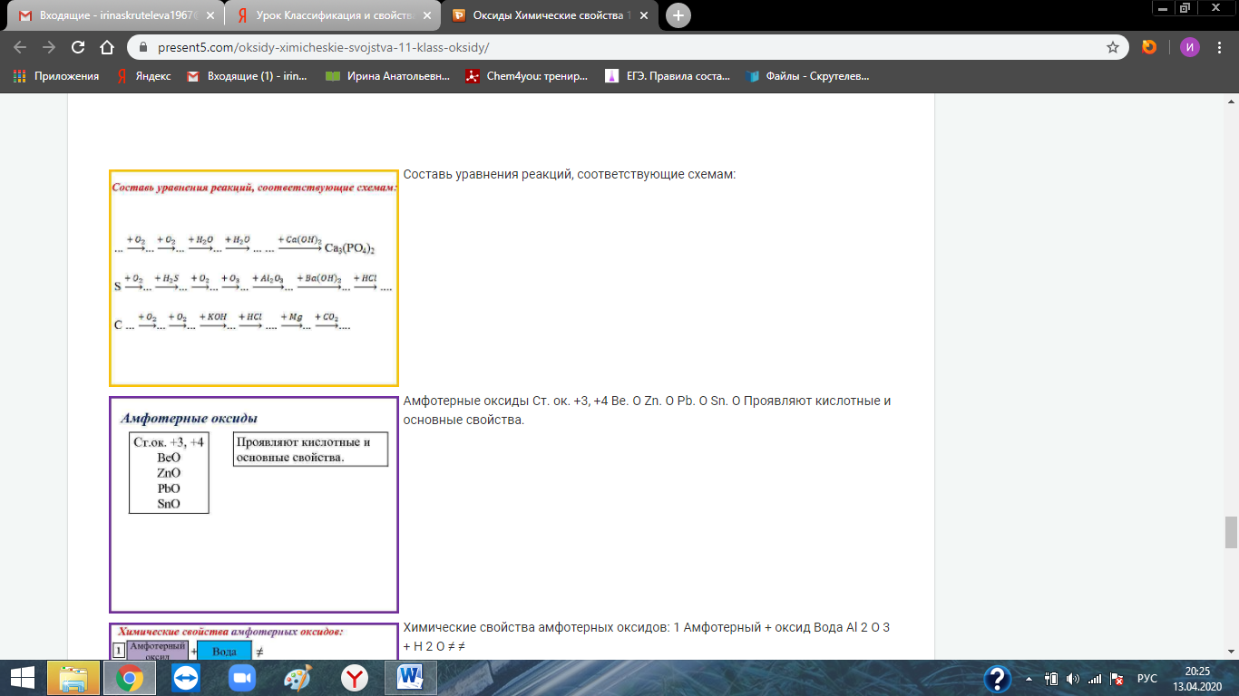 Урок Оксиды 11 класс