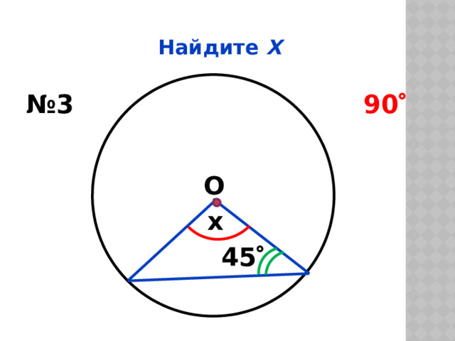 Найдите Х № 3 90  О x 45  