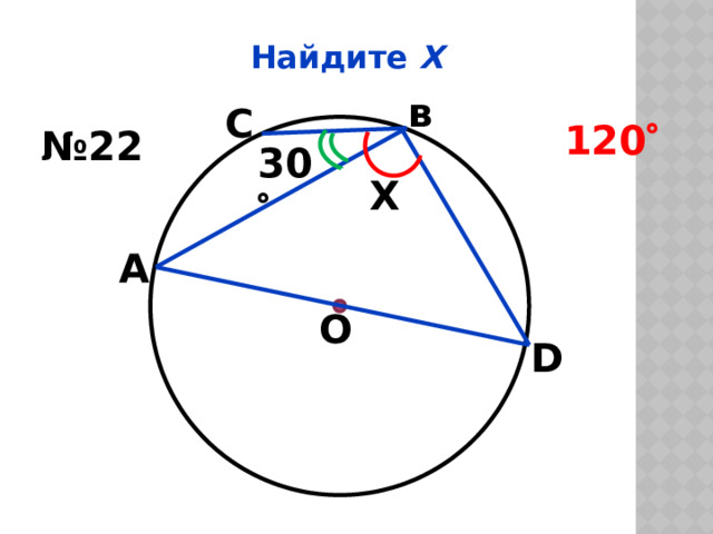 Найдите Х в С 120  № 22 30  Х А О D 
