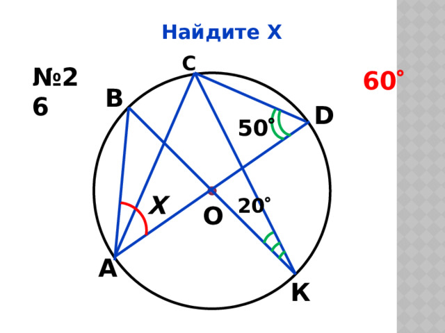 Найдите Х С № 26 60  В D 50  Х 20  О А К 