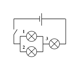 В цепи батареи параллельно включены три электрические лампы нарисуйте схему включения двух