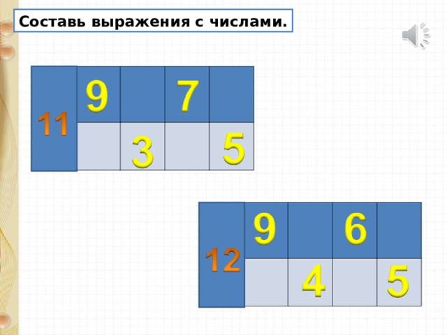 Составь выражения с числами. 