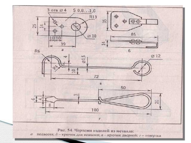 Совок для мангала чертеж