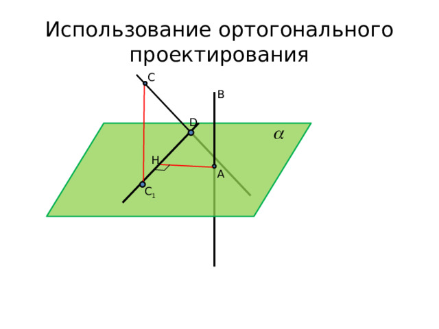 Использование ортогонального проектирования С В D H А C 1 