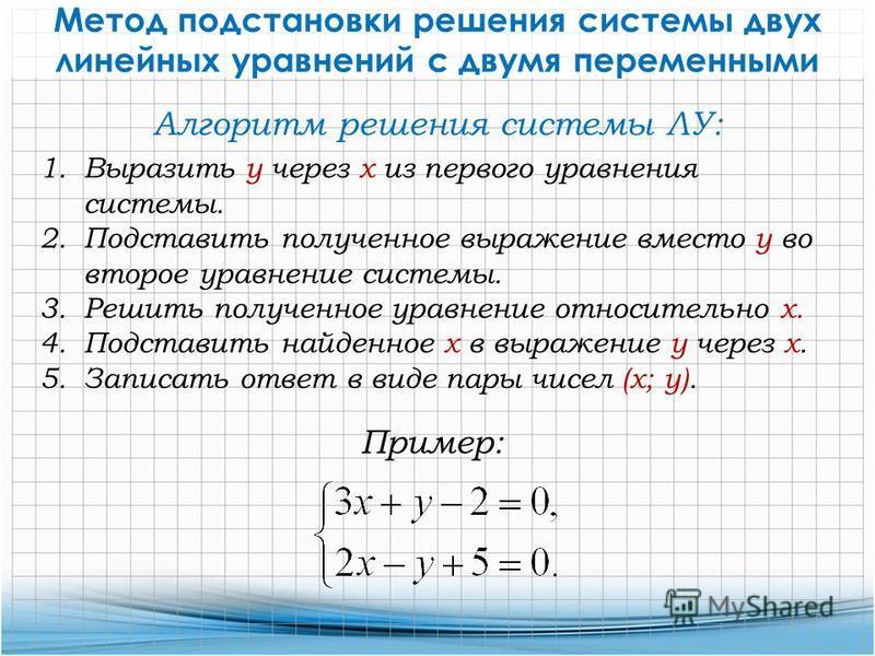 Системы уравнений первой и второй степени 8 класс презентация