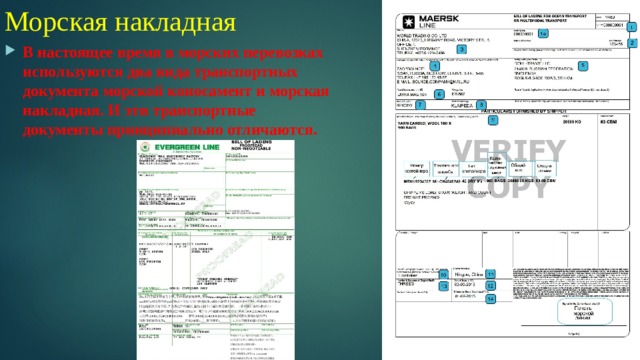 Морская накладная образец заполнения