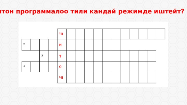 Питон программалоо тили кандай режимде иштейт? 