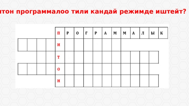 Питон программалоо тили кандай режимде иштейт? 