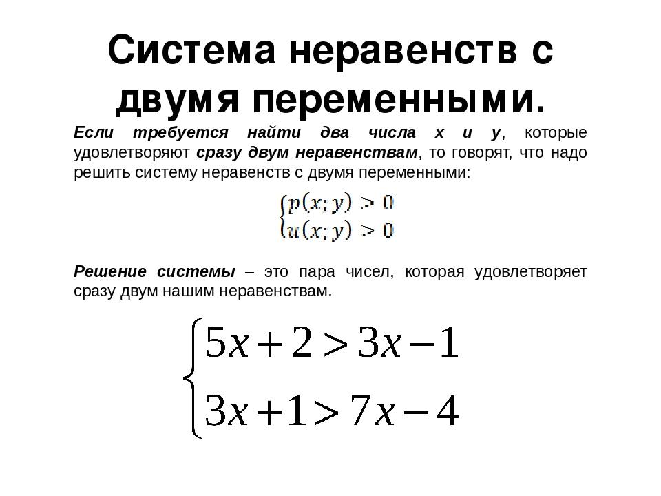 Решение систем неравенств презентация