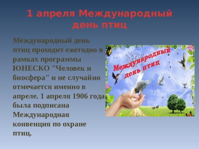 Презентация международный день птиц