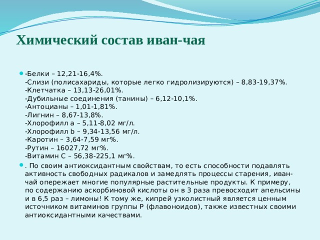 Проект химический состав чая заключение