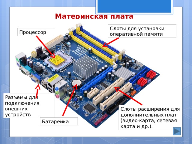 Выберите периферийные устройства процессор жесткий диск оперативная память видеокарта клавиатура