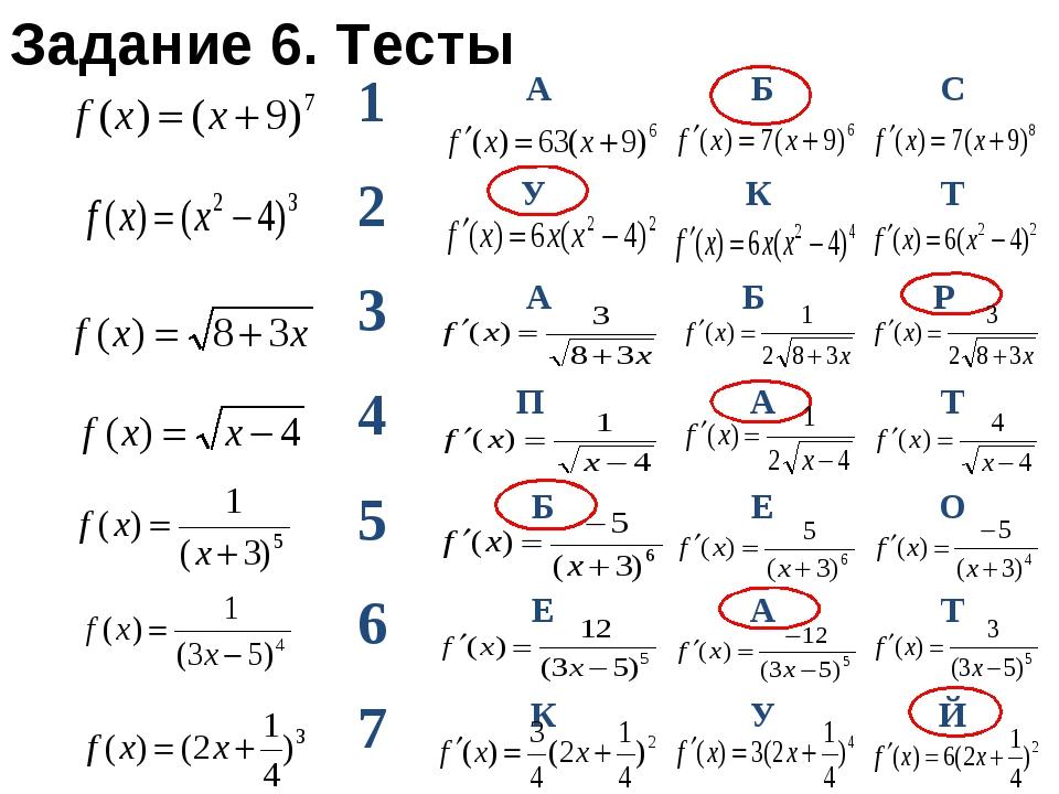 Тест производная 10