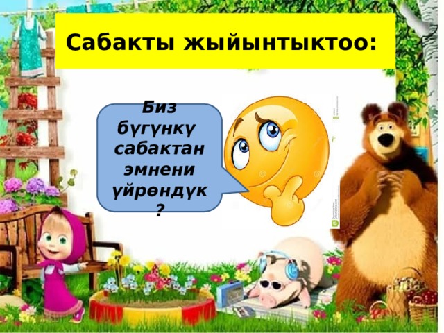 Сабакты жыйынтыктоо: Биз бүгүнкү  сабактан  эмнени  үйрөндүк? 