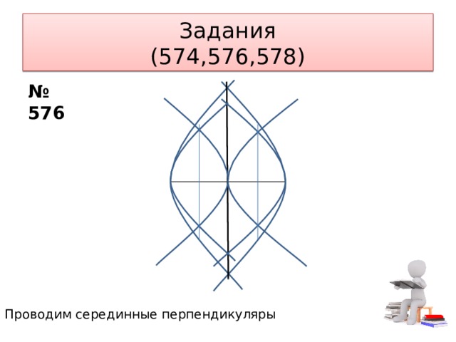 Задания  (574,576,578) № 576 Проводим серединные перпендикуляры 
