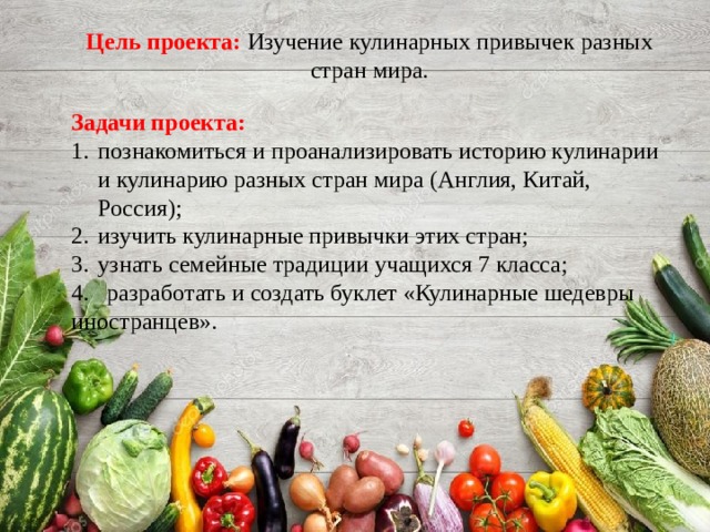 Кулинарное путешествие по странам мира проект