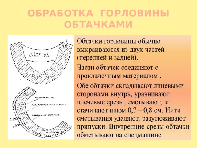 Обтачка горловины схема