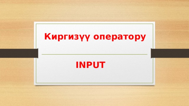 Киргизүү оператору INPUT 