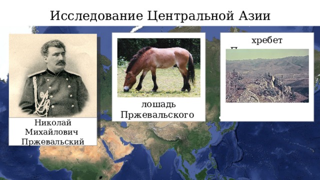 Исследование Центральной Азии хребет Пржевальского лошадь Пржевальского Николай Михайлович Пржевальский 