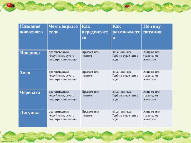 Пресмыкающиеся леса 2 класс презентация школа 21 века