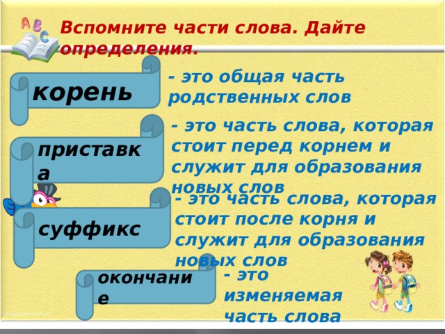 Какие слова служат для образования новых слов. Вспомнить части текста. Часть слова которая служит для образования новых родственных слов. Какие части слова участвуют в образовании новых слов. Корень служит для образования новых слов.