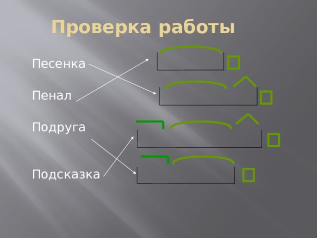Проверка работы Песенка Пенал Подруга Подсказка 