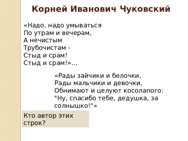 К чуковский федотка о дриз привет презентация