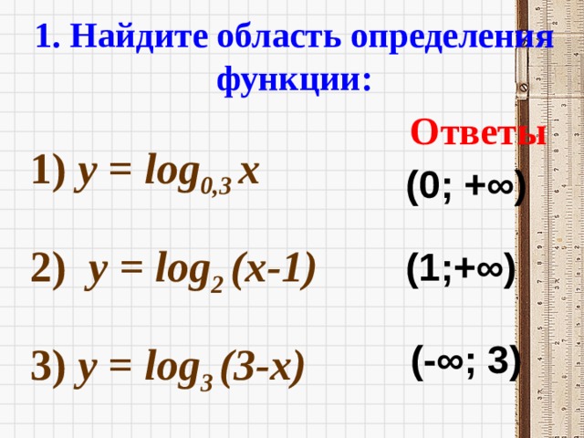 Log3 3 решение. Логарифмическая функция log2. Область определения функции log. Найти области определения функции Лог. У Лог 1 2 х.