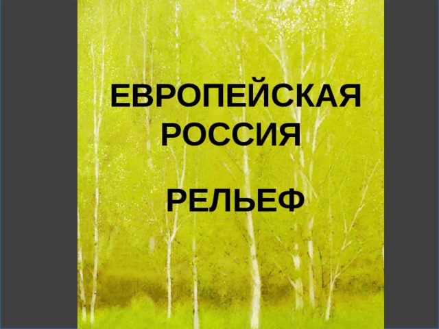 ЕВРОПЕЙСКАЯ РОССИЯ  РЕЛЬЕФ 