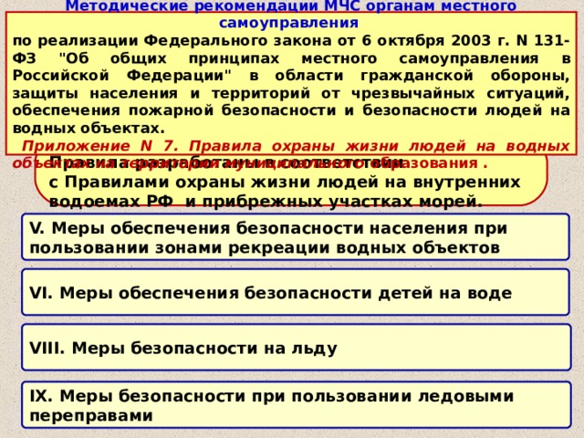 13 октября 2003 г. Рекомендации МЧС.